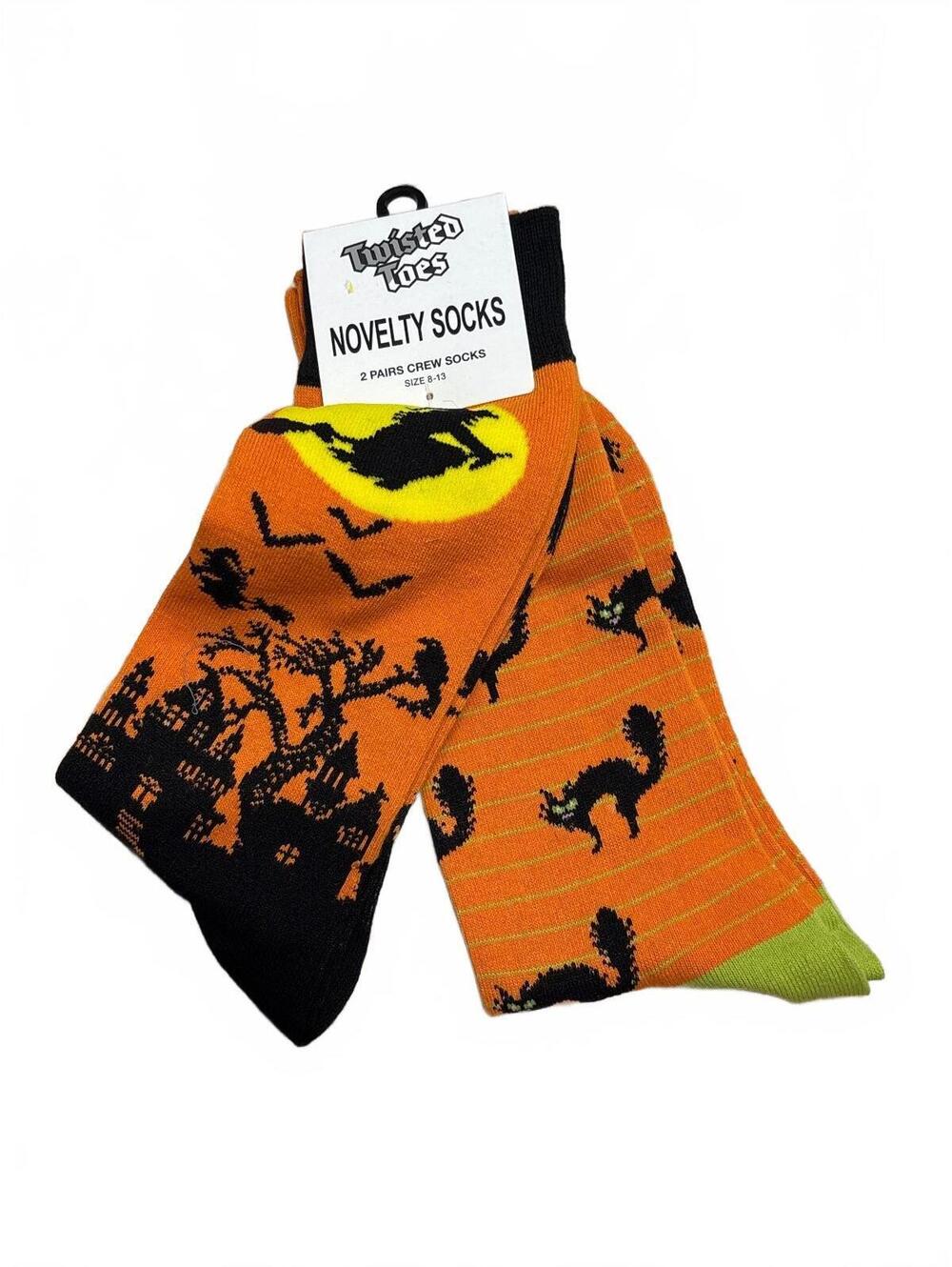 Twisted Toes Halloween Novelty Socks 2 Pairs Crew Socks